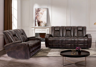 Furniture of America Stationary Sofas & Loveseats Abrielle - Dual Power Sofa & Loveseat - Dark Brown